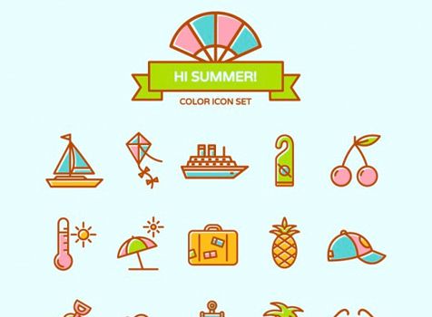 Paquete de iconos veraniegos a todo color