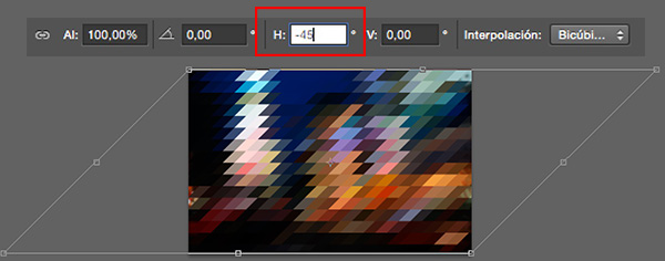 Sesgado horizontal photoshop